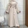 Etnische Kleding Vrouwen Open Abaya Kaftan Dubai Turkije 2 Stuk Moslim's Set Luxe Islam Gewaad Afrikaanse Jurk Kimono Marokko Kleding Kaftan Mode 230720