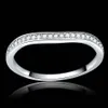 full Clear zircon stone pave silver color wave Ring engagement Cocktail wedding alliance for women girls224D