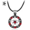 Pendanthalsband Supernatural Series Pentagram Necklace With Rope Chain Dean Winchester Star Silver Plated Red Crystal Jewelry248R