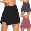 Юбки поддельные двухсексуальные юбки Hakama Skirt Solid Active Skort Lightweight для управления теннисной гольф-спортивной юбкой 230720