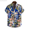 Men's Casual Shirts Mens White Hawaiian Floral Shirts Hipster Slim Fit Short Sleeve Beach ha Shirt Men Harajuku Streetwear Casual Chemise Homme L230721