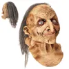 Masques de fête Halloween Horror Old Witch Latex Head Cover Masque Effrayant Réaliste Avec Costume De Cheveux Cosplay Prop Ghost House 230721