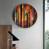 Wall Clocks Colorful Wooden Boards Retro Round Clock Acrylic Hanging Silent Time Home Interior Bedroom Living Room Office Decor