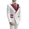 2021 Modna Czarna Lapel Lapel White Men Suits Prodom Suits Dwumircie