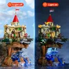 Action Toy Figures Funwhole Lighting Building Bricks Set Castle on The Cliff LED Light Construction Model 1044 Pcs for Adults and Teen 230721