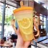 Water Bottles Plastic Bottle Watermelon Orange Ice Cream With St Portable Popsicle Cup For Kids Girls Drop Delivery Home Garden Kitc Dhscg