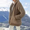 Giacche da donna 2023 Inverno Caldo Cappotto in pelliccia sintetica Cerniera Peluche Cardigan con cappuccio Giacca allentata Cappuccio Felpa Capispalla