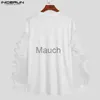 Camisetas Masculinas Men T Shirt Mesh Patchwork One Streetwear Manga Longa Babados Casual Camisetas 2023 Loose Sexy Men Cloing S5XL INCERUN 7 J230721