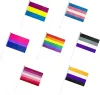 Fast Delivery Rainbow Pride Flag Small Mini Hand Held Banner Stick Gay LGBT Party Decorations Supplies For Parades Festival 0721