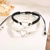 Link Bracelets 2PCS/Set Multilayer Magnetic Heart Bangles For Women Lovers Y2K Vintage Chain Silver Color Set Punk Jewelry