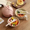 Dinnerware Sets With Cover Spoon Fork Korean Style Multipurpose Student Lunch Box Instant Noodle Cup Bowl Soup Bento