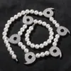 New Fashion 18/20/22/24/26inch Gold Silver Color Bling CZ Number Pearl Chain Necklacet for Men Women Hip Hop Jewelry Gift