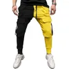 Calças masculinas masculinas esportivas casuais combinando com cores bolsos com cadarço calças leggings hip hop academia corrida jogging streetwear para
