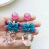 Dangle Earrings Blue Bowknot Heart Tassel Fashion Jewelry Aesthetic Harajuku Accessories Ear Ring Vintage Cute Y2k For Women