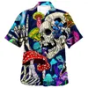 Men's Casual Shirts Colorful Mushroom 3d Print Women's Vocation Blouse Lapel Shirt Cuba Camisas Japanese
