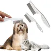 Multifunktionell hundlöss Pet Pet Hair Comb Tear Stain Borttagning Loppborste för katter 2 i 1 hundkam Tand rostfritt stål Kammande massage dubbelsidig kam