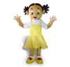 Högkvalitativ gul dessflickan Mascot Costumes Halloween Fancy Party Dress Cartoon Character Carnival Xmas Easter Advertising Birthday Party Costume Outfit