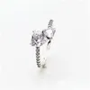 Anneaux De Mariage Arrivée Double Coeur Étincelant Anneau Solide 925 Sier Femmes Petite Amie Cadeau Bijoux Pour Pandora Amant Cz Diamant Avec Ori Dhvyq