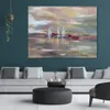 Landscape Canvas Abstract Art Crimson Waves Hand Painted Artwork Romantic House Decor