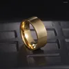 Alianças de casamento masculinas joias rosqueadas 8 mm anel de aço titânio banhado a vácuo feminino