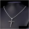 Chains Religious Jesus Cross Necklace For Men Gold Stainless Steel Crucifix Pendant With Chain Necklaces Male Jewelry Gift8657937 Dr Dhgva