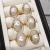 Wedding Rings MeiBaPJ 9-10mm Natural Semiround Pearls Light Luxury Ring Fine Fashion Weddings Jewelry For Women Wholesale