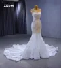 Nowoczesna suknia ślubna Biała syrenka cekinowa bez rękawów długość podłogi SM222144