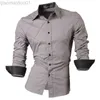 Męskie koszule dżinsianowe koszule swobodne koszule ubij męskie ubranie z długim rękawem butik bawełniany western guzik 2028 L230721