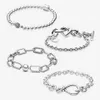 Bracciali a catena a maglie in argento sterling 925 per le donne Fit Pandora Charm Fashion Classic Beads Knot Heart T-Chain Tie braccialetto 11 Qua288E