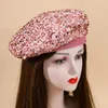 Berets Women Autumn Winter Beret for Party Lady Bling Wszechstronny wiosna Keep Warted Knited Hat Stage Cap Hurtowa