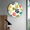 Wall Clocks Colorful Dog Print Round Clock Creative Home Decor Living Room Quartz Needle Hanging Watch