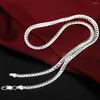 Chains 1 PCS 16 Inches-24 Inches 925 Sterling Silver Side Flat 5MM Gold Plated Fashion Necklace For Women Man Jewelry Party Gift