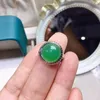 Cluster-Ringe 10 mm runder Chalcedon-Ring 4 Karat natürliches grünes Silber für Party 18 Karat Vergoldung 925 Edelsteinschmuck