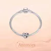 Heart-shaped Bow Inlaid Zircon Bangle Pendant 925 Sterling Original Fits Pandora Charms Bracelet for Family Woman Charm1964