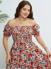 Sukienki plus size Summer Buho Floral Sukienki Kobiety Eleganckie szczupły ułatwie