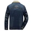 メンズジャケットl-6xlプラスサイズデニム冬ジャケットメンズカシミアベルベット濃いウォームコートマン特大のジーンズ男性服2023コットン