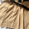 Skirts High Waist Sexy Pleated Belted Mini Skirt Streetwear 2023 Fashion Women Y2K Crop Patchwork