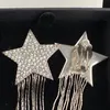 Star Tassel Dangle Oorbellen Clip RVS Trendy Fill Diamond Eardrops Stijlvolle Eardrops Luxe Merk Party Hoofdtooi