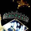 2019 Vintage Wedding Crown Dark Green Rhinestone Faide Hair Akcesoria opaska na głowę Zespół Crown Tiara Ribbon Jewelry S246E