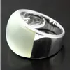 Jolebryr Jade Ring 7 20mm 925 Sterling Silver Natural Clear White Opal Ring Size 7 8 9 10 312M