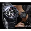 Forsining Racing Mannen Mechanisch Horloge Automatisch Studenten Game Run Kalender Man Glow Hands Zwart Roestvrij Stalen Riem Mans Clock278K