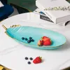 Plates Fruit Plate Ceramic Breakfast Snack Livingroom Desktop Candy Salad Dish Leaf Shape Storage Creative Ornament Wedding Gift