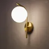 Wandleuchte Moderne LED-Wandlampen Kupfer Runde Kugel Glas Lampenschirm für Schlafzimmer Wohnzimmer Flur Leuchte Dekor