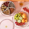 Tallrikar frukt maträtt med transparent design separata fack för olika livsmedel kapacitetsplattfackfrukter