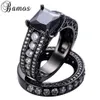 Wedding Rings Bamos Romantic Black & White Zircon Ring Sets For Couple Gold Filled Party Engagement Love Anillos RB0150291W