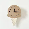 Horloges murales Mini crème glacée horloge en bois dessin animé muet silencieux pour enfants chambre décoration suspendus ornement nordique décor à la maison meubles