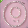 Crème Faux Acrylique Perle Collier Ras Du Cou Perlé Bracelet Et Boucles D'oreilles Ensembles De Bijoux De Fête De Bal297z