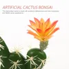 Flores decorativas Adorno de cactus de pera espinosa Escritorio Decoración de macetas de plástico realista pequeña