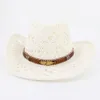 Sommer Western Hohl Stroh Cowboy Cowgirl Hut für Frauen Männer Im Freien Breiter Krempe Sonnenschutz Hut Hand-Woven Sombreros de Mujer