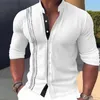 Camicie casual da uomo Camicetta di lino da uomo Bottoni a maniche lunghe Primavera Estate Nuovo colore patchwork Camicie da vacanza larghe casual comode T-shirt da uomo Top L230721